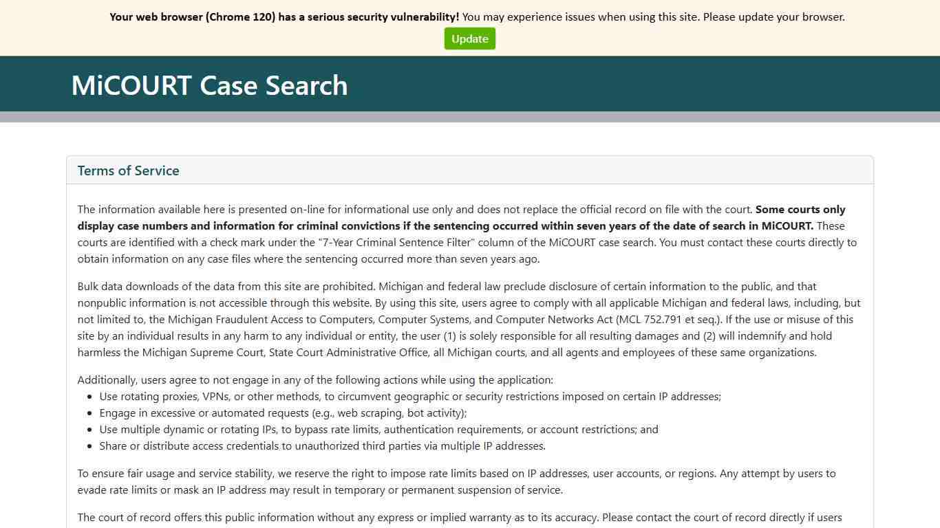 MiCOURT Case Search